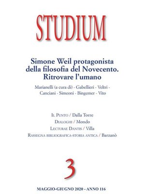cover image of Studium--Simone Weil protagonista della filosofia del Novecento. Ritrovare l'umano